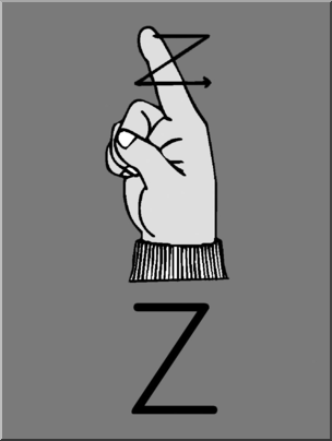 Clip Art: Manual Alphabet Z Grayscale