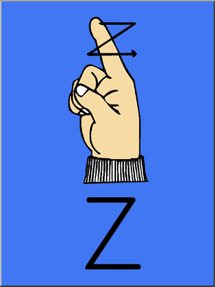 Clip Art: Manual Alphabet Z Color