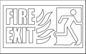 Clip Art: Signs: Fire Exit B&W