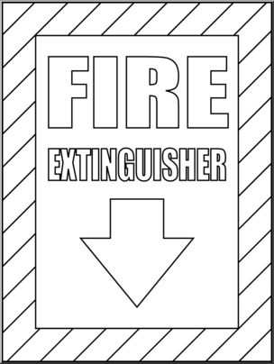 Clip Art: Signs: Fire Extinguisher 2 B&W