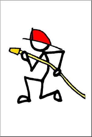 Clip Art: Stick Guy Firefighter Color