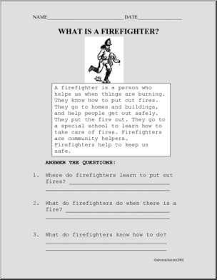 Comprehension: Occupation – Firefighters (elementary)