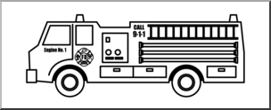 Clip Art: Fire Truck B&W