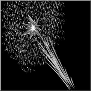 Clip Art: New Year Fireworks 1 Grayscale