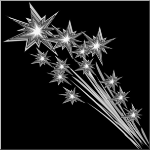 Clip Art: New Year Fireworks 2 Grayscale