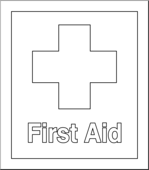 Clip Art: Signs: First Aid 1 B&W