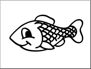 Clip Art: Basic Words: Fish B&W Unlabeled
