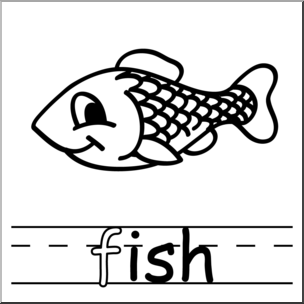 Clip Art: Basic Words: -ish Phonics: Fish B&W