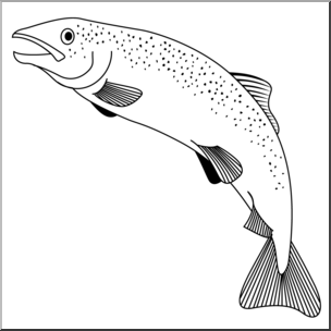 Clip Art: Freshwater Fish: Trout B&W