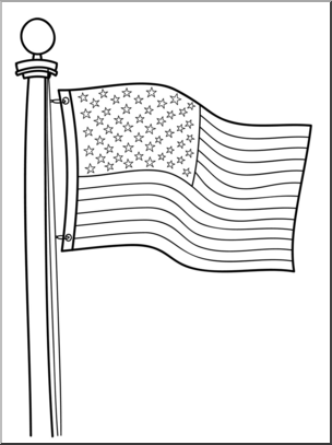 Clip Art: Memorial Day: Flag B&W