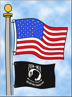 Clip Art: Memorial Flag: POW/MIA Flag Color 1