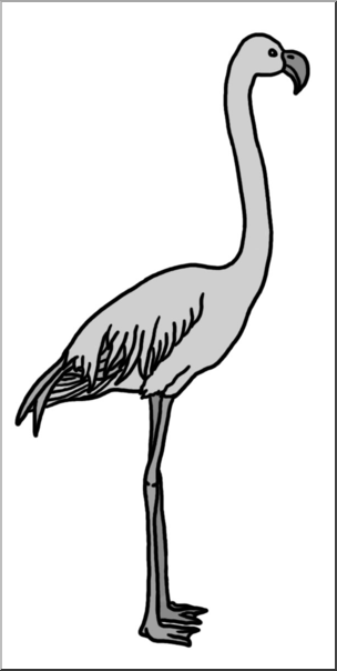 Clip Art: Flamingo Grayscale