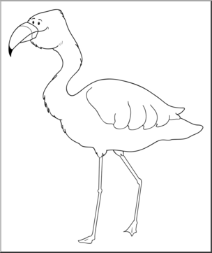 Clip Art: Cartoon Flamingo 2 B&W