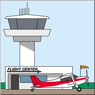 Clip Art: Buildings: Airport Terminal and Control Tower Color