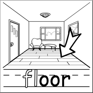 Clip Art: Basic Words: -oor Phonics: Floor B&W