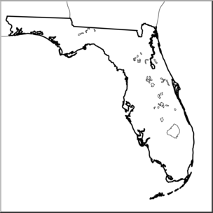 Clip Art: US State Maps: Florida B&W