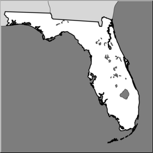 Clip Art: US State Maps: Florida Grayscale
