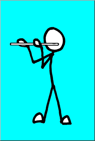 Clip Art: Stick Guy Flute Player Color
