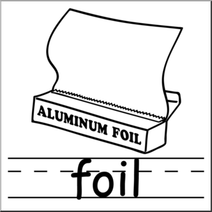 Clip Art: Basic Words: Foil B&W Labeled