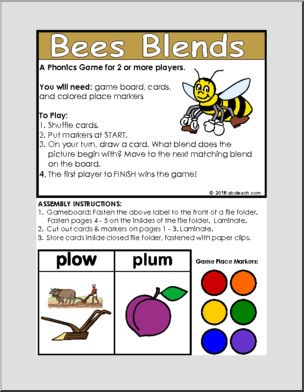 Folder Game – Bees Blends (beginning blends fl, fr, gl, gr, pl) Phonics