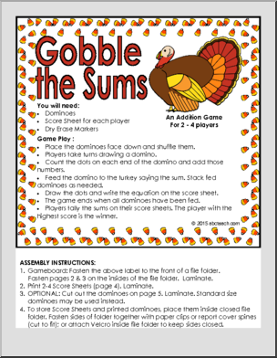 Gobble the Sums – Addition Folder Game