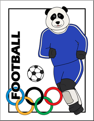 Clip Art: Cartoon Olympics: Panda Football Color
