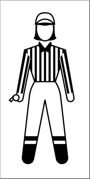 Clip Art: People: Sports Officials: Football Referee Female B&W