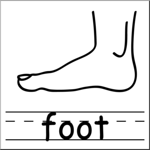 Clip Art: Basic Words: Foot B&W Labeled