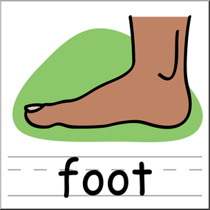 Clip Art: Basic Words: Foot Color Labeled