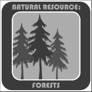 Clip Art: Natural Resources: Forests Grayscale Labeled