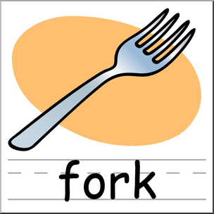 Clip Art: Basic Words: Fork Color Labeled
