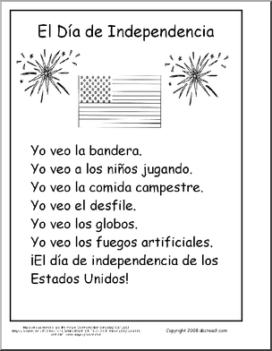 Spanish: Vocabulario – El 4 de Julio (primaria)