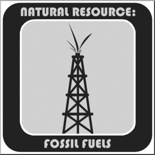 Clip Art: Natural Resources: Fossil Fuels Grayscale Labeled