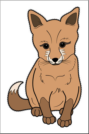 Clip Art: Baby Animals: Fox Pup Color 1