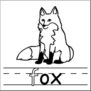 Clip Art: Basic Words: -ox Phonics: Fox B&W