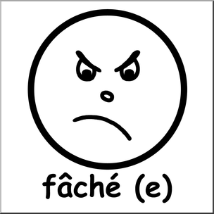 Clip Art: French: Angry B&W