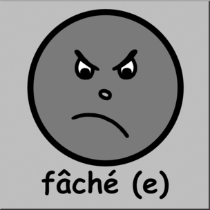 Clip Art: French: Angry Grayscale