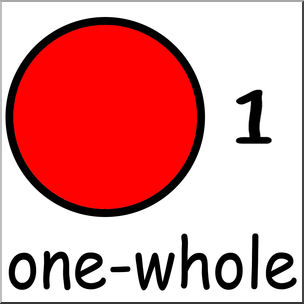 Clip Art: Labeled Fractions: 01 1/1 One Whole Color