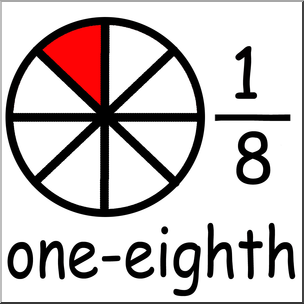 Clip Art: Labeled Fractions: 08 1/8 One Eighth Color
