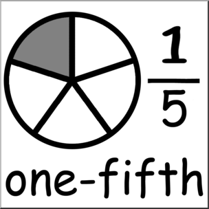 Clip Art: Labeled Fractions: 05 1/5 One Fifth Grayscale