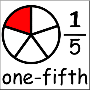 Clip Art: Labeled Fractions: 05 1/5 One Fifth Color