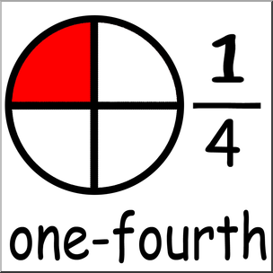 Clip Art: Labeled Fractions: 04 1/4 One Fourth Color