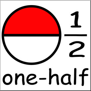 Clip Art: Labeled Fractions: 02 1/2 One Half Color