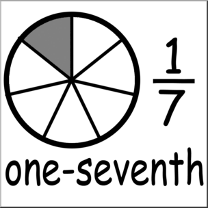 Clip Art: Labeled Fractions: 07 1/7 One Seventh Grayscale
