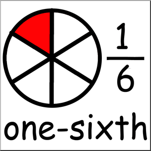 Clip Art: Labeled Fractions: 06 1/6 One Sixth Color