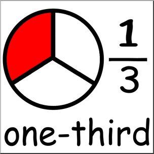Clip Art: Labeled Fractions: 03 1/3 One Third Color