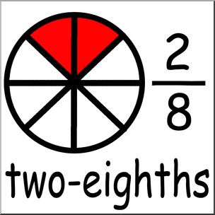 Clip Art: Labeled Fractions: 08 2/8 Two Eighths Color