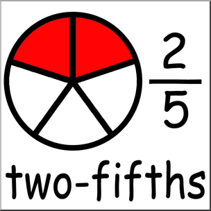 Clip Art: Labeled Fractions: 05 2/5 Two Fifths Color