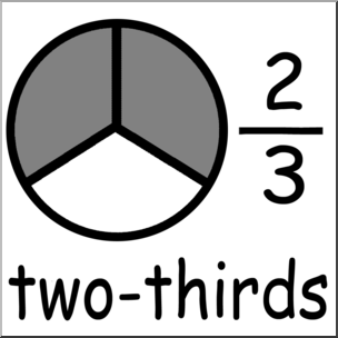 Clip Art: Labeled Fractions: 03 2/3 Two Thirds Grayscale
