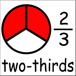 Clip Art: Labeled Fractions: 03 2/3 Two Thirds Color